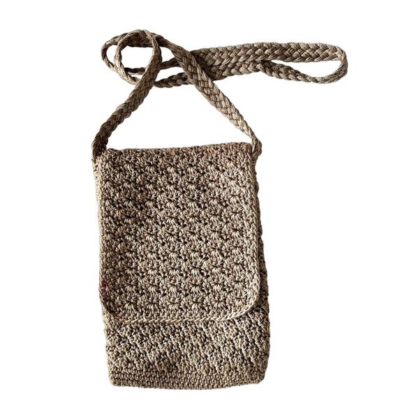 Vintage 90’s The Sak Tan Crochet Crossbody Bag - Picture 1 of 9